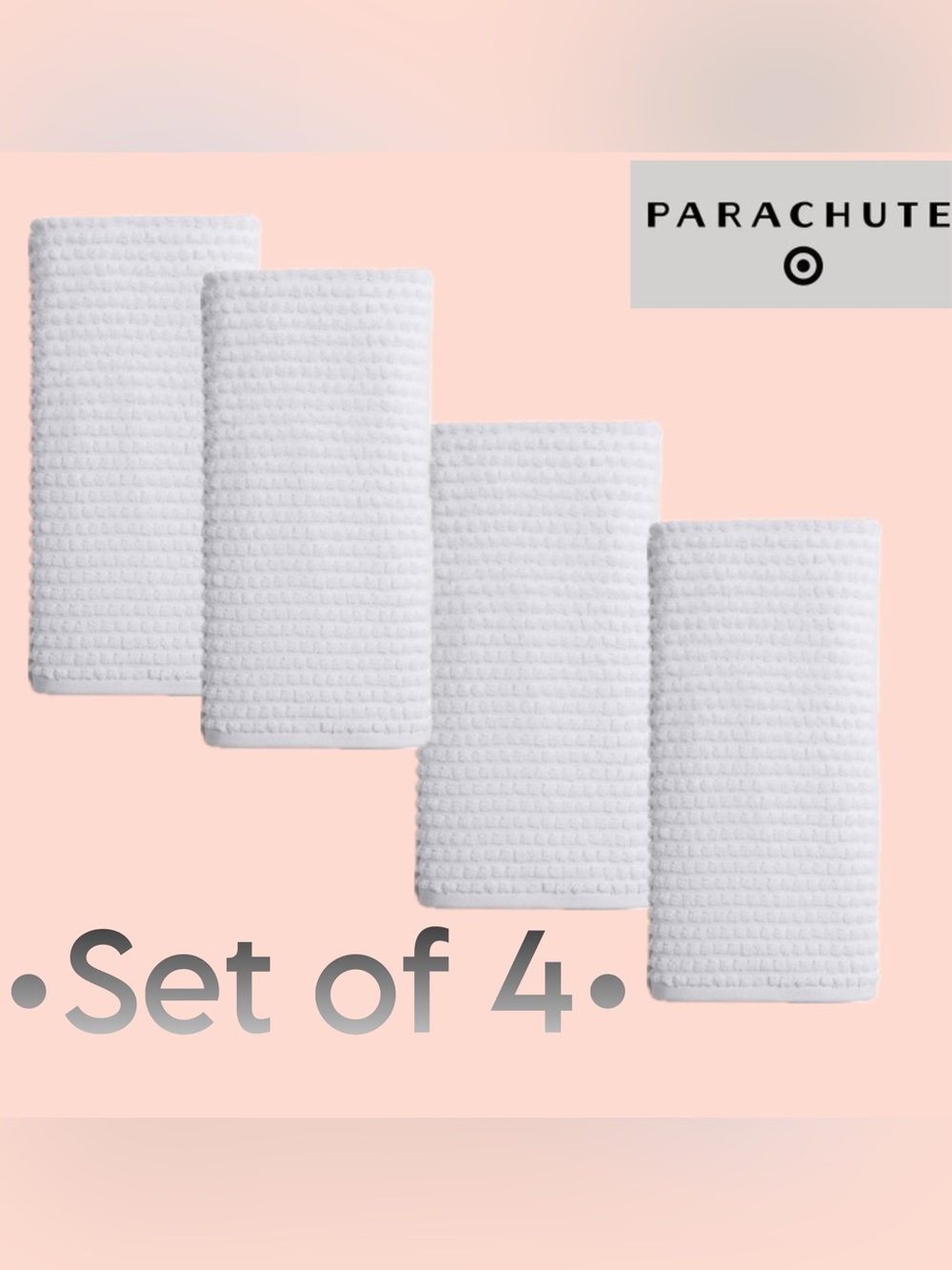 Parachute Terry Dot Hand Towels White •Pack of 4•